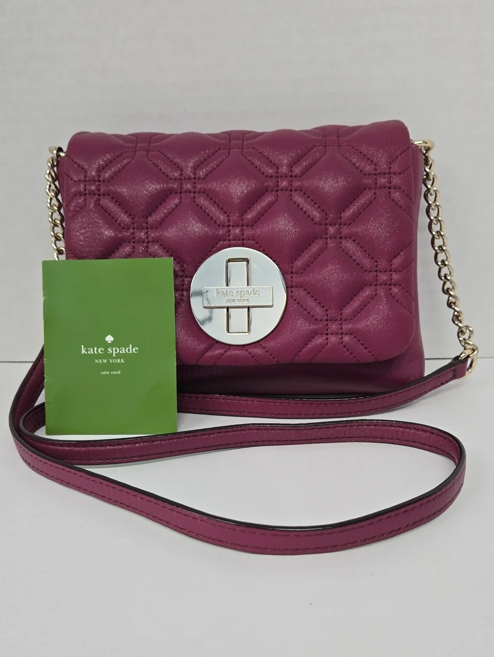 Kate Spade Astor Court Naomi Quilted Plum Leather Crossbody EUC 8